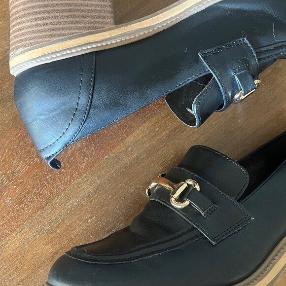 Women’s Time And Tru Memory Foam Platform Loafers Black & Tan Size 10 - Picture 9 of 10